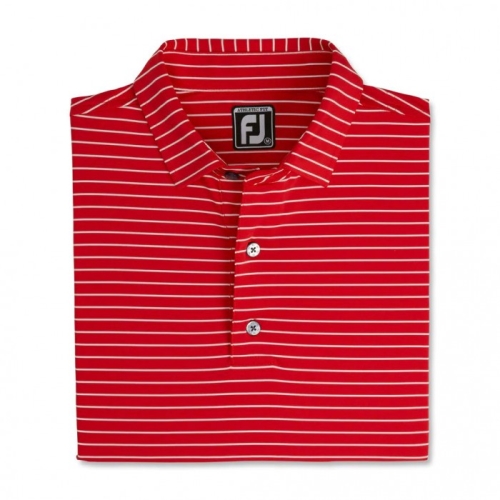 Footjoy Athletic Fit Klassiska Stripe Self Collar Skjorta Herr Röda / Vita | ERBJT-1497