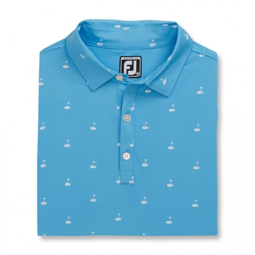 Footjoy Athletic Fit Lisle Golf Print Self Collar Skjorta Herr Ljusblå | WADRZ-1584