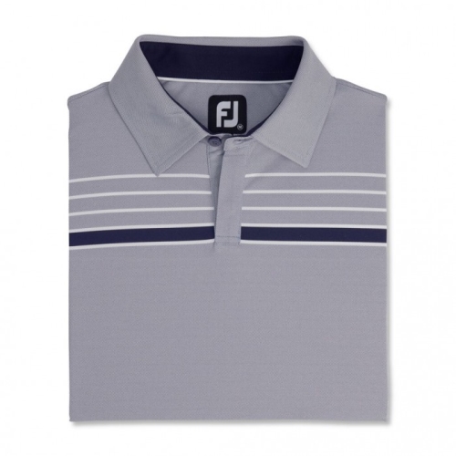 Footjoy Checker Jacquard Chest Stripe Self Collar Skjorta Herr Marinblå / Vita | HNYDX-9258