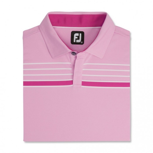 Footjoy Checker Jacquard Chest Stripe Self Collar Skjorta Herr Rosa / Vita | LKTOJ-5017