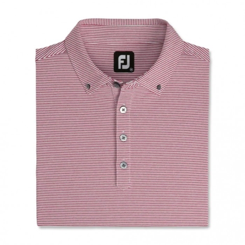 Footjoy Feeder Stripe Lisle Buttondown Collar Skjorta Herr Vinröda / Vita | JLKGP-7406