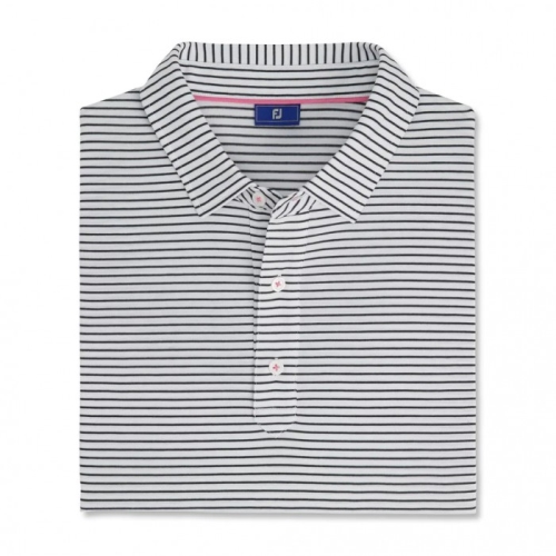 Footjoy Jersey Pencil Stripe Skjorta Herr Vita / Marinblå | PBNFQ-7342