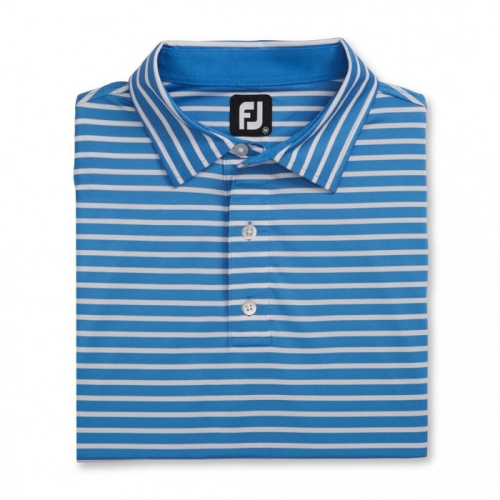 Footjoy Lisle 2-Color Stripe Self Collar Skjorta Herr Blå / Vita | ANQFV-6384