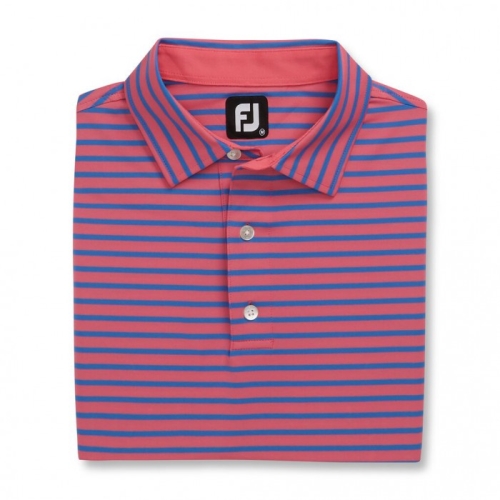 Footjoy Lisle 2-Color Stripe Self Collar Skjorta Herr Rosa / Blå | CGOAF-4927