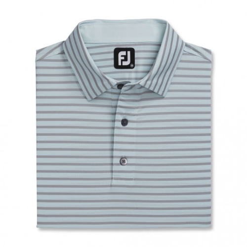 Footjoy Lisle 2-Color Stripe Self Collar Skjorta Herr Blå / Grå | HLVYB-7850