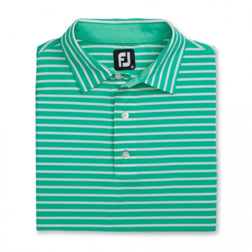 Footjoy Lisle 2-Color Stripe Self Collar Skjorta Herr Gröna / Vita | KQTXP-3491