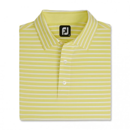Footjoy Lisle 2-Color Stripe Self Collar Skjorta Herr Gula / Vita | MDYLB-4175