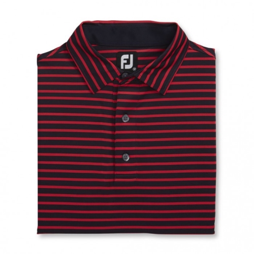 Footjoy Lisle 2-Color Stripe Self Collar Skjorta Herr Marinblå / Röda | SMZLN-4231