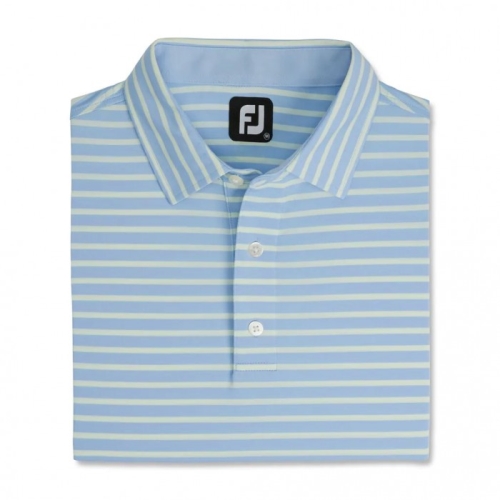 Footjoy Lisle 2-Color Stripe Self Collar Skjorta Herr Blå / Mintgröna | WQVMC-1360
