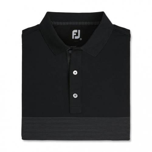 Footjoy Lisle Engineered Pin Stripe Self Collar Skjorta Herr Svarta / Grå | QCZHF-7583