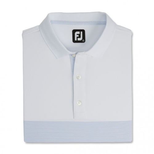 Footjoy Lisle Engineered Pin Stripe Self Collar Skjorta Herr Vita / Kungsblått | YGCRW-7943