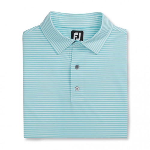 Footjoy Lisle Feeder Stripe Self Collar Skjorta Herr Ljusturkos / Vita | QUFVC-2659