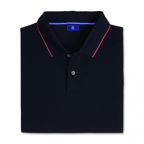 Footjoy Pique Tipped Polo Skjorta Herr Marinblå | WQVAY-7530