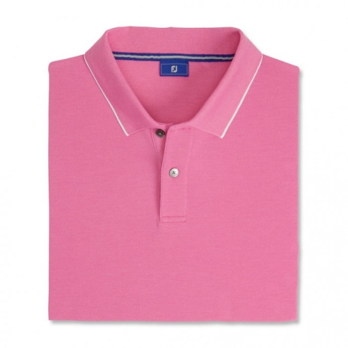 Footjoy Pique Tipped Polo Skjorta Herr Rosa | KNEZH-5697