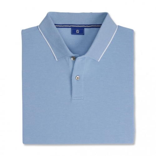 Footjoy Pique Tipped Polo Skjorta Herr Vita Blå | LAQST-1523