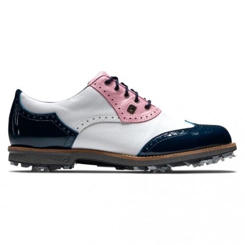Footjoy Premiere Series - Shield Tip Spik Golfskor Dam Vita / Rosa / Marinblå | KRZEO-6837