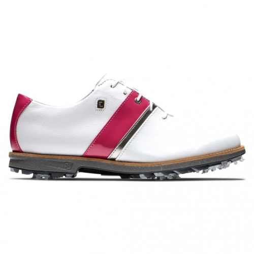 Footjoy Premiere Series - Traditional Spik Golfskor Dam Vita / Fuchsia / Metal Silver | WVYML-7418
