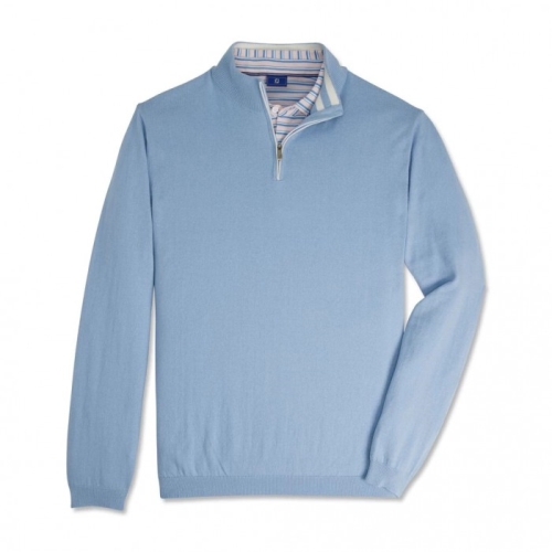 Footjoy Quarter-Zip Tröja Jacket Herr Vita Blå | RYJIX-4701