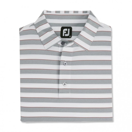 Footjoy Regency Stripe Lisle Self Collar Skjorta Herr Grå / Vita / Vinröda | JVFIX-4173
