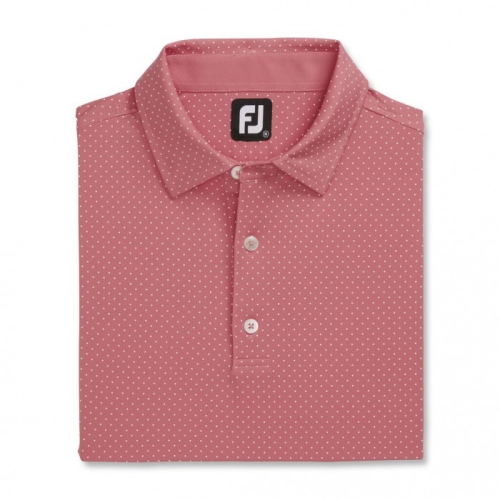Footjoy Stretch Lisle Dot Print Self Collar Skjorta Herr Röda / Vita | BNITP-1948