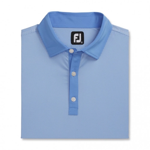 Footjoy Stretch Lisle Mini Check Print Skjorta Herr Blå / Vita | GODBM-0875