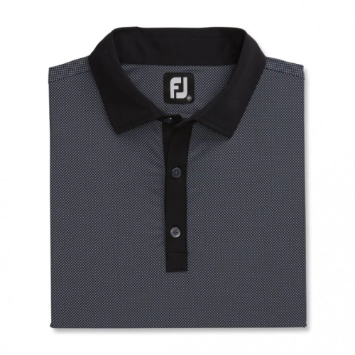 Footjoy Stretch Lisle Mini Check Print Skjorta Herr Svarta | YSOVR-7631